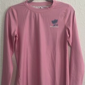 Pink Long-Sleeve Rashguard Swim Top